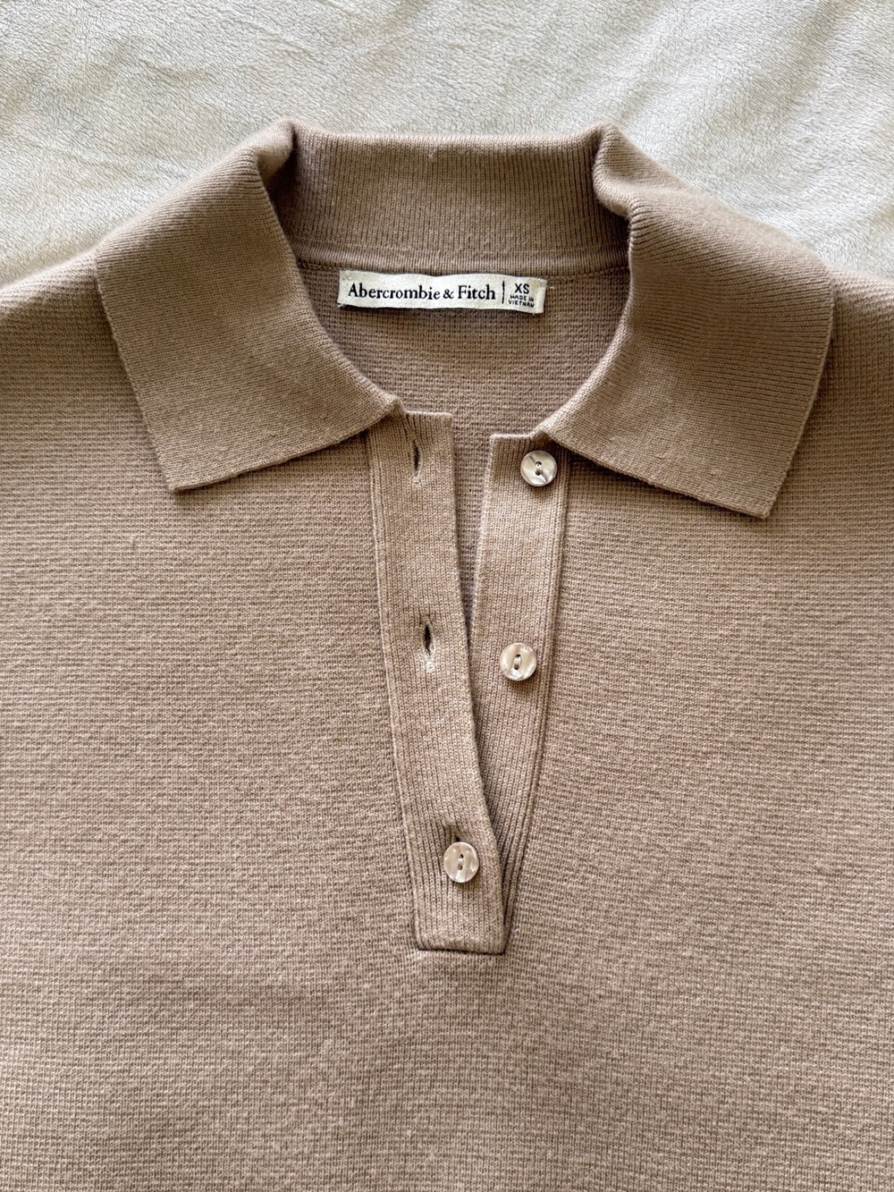 Abercrombie & Fitch Taupe Knit Polo Shirt - Picture 3 of 6